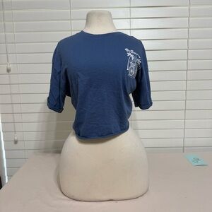 Blue Graphic Crop Top